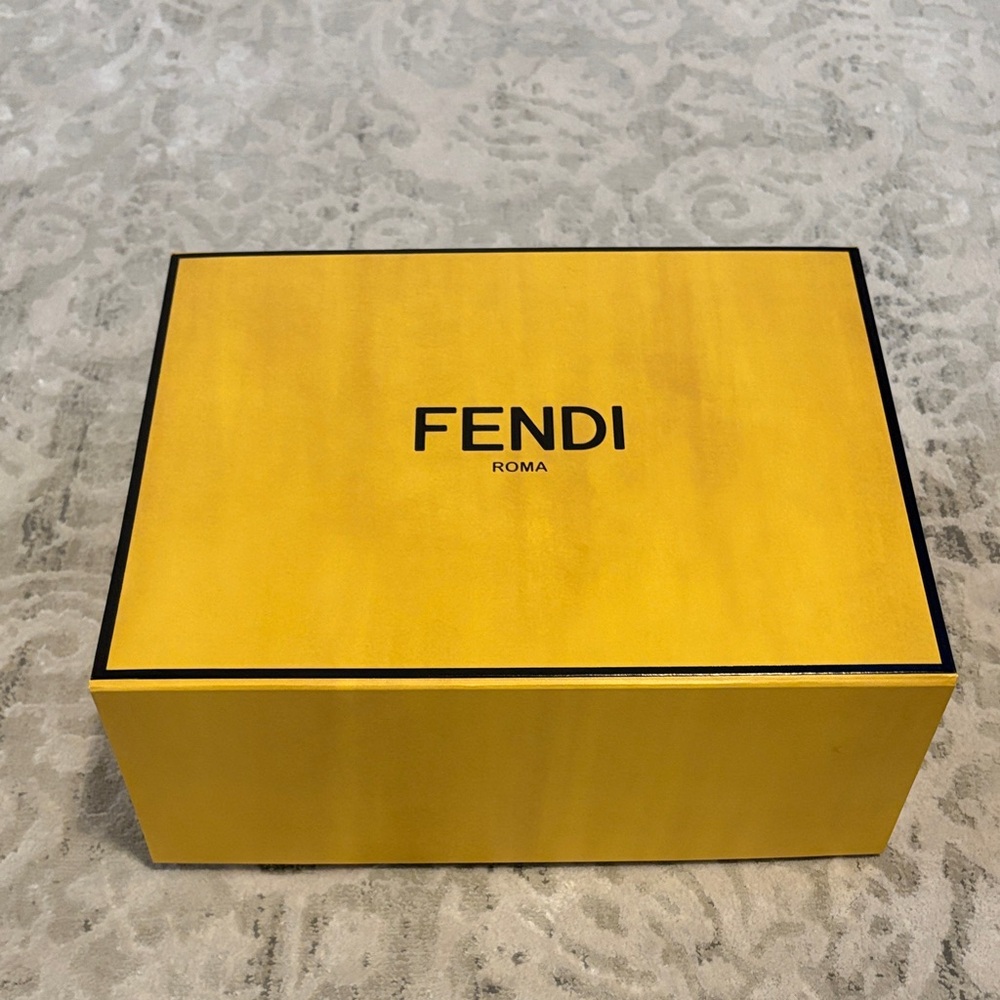 Fendi Yellow Storage Box with Black Trim